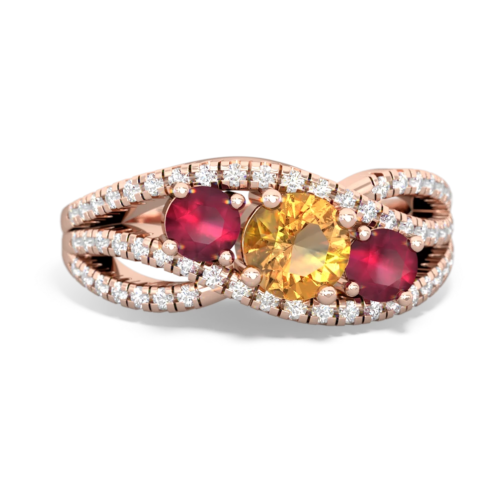 Citrine Three Stone Aurora 14K Rose Gold ring R3080