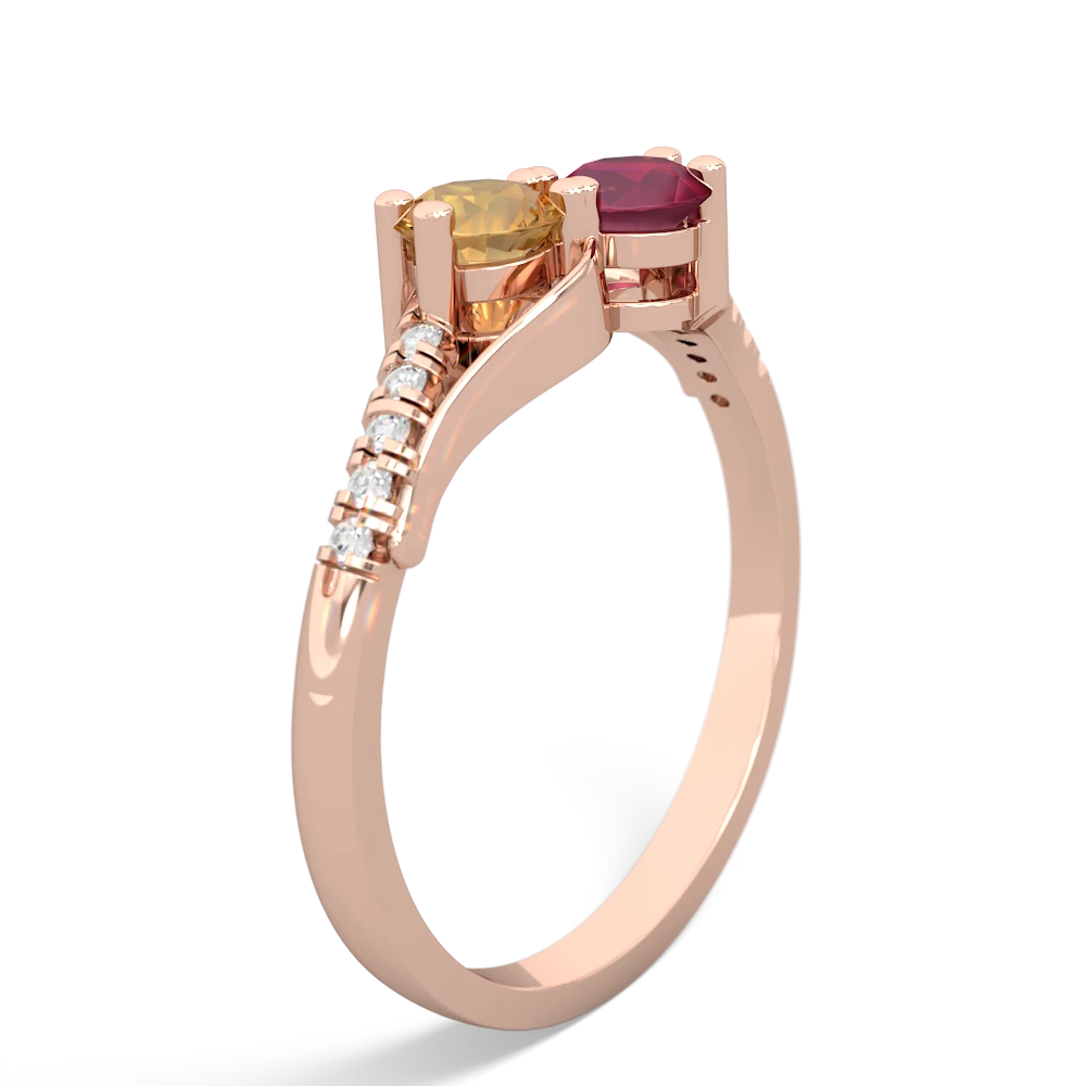 Citrine Infinity Pave Two Stone 14K Rose Gold ring R5285