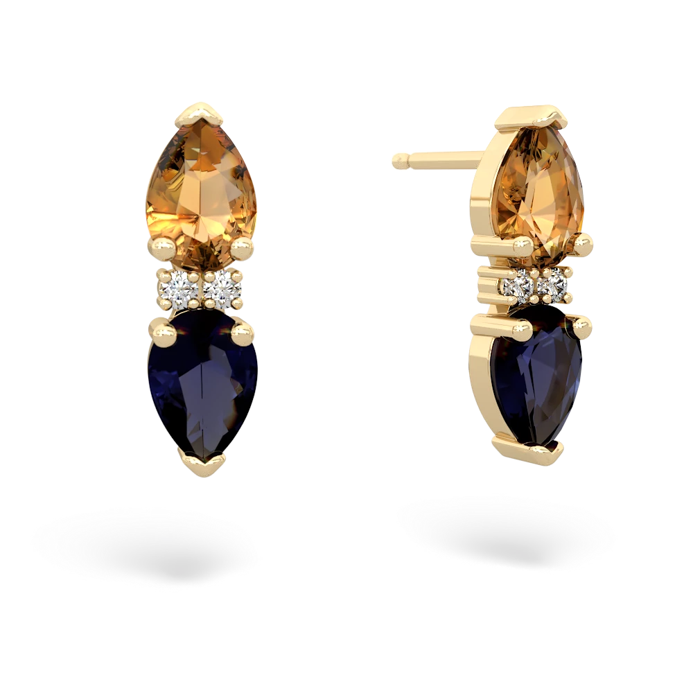 Citrine Bowtie Drop 14K Yellow Gold earrings E0865