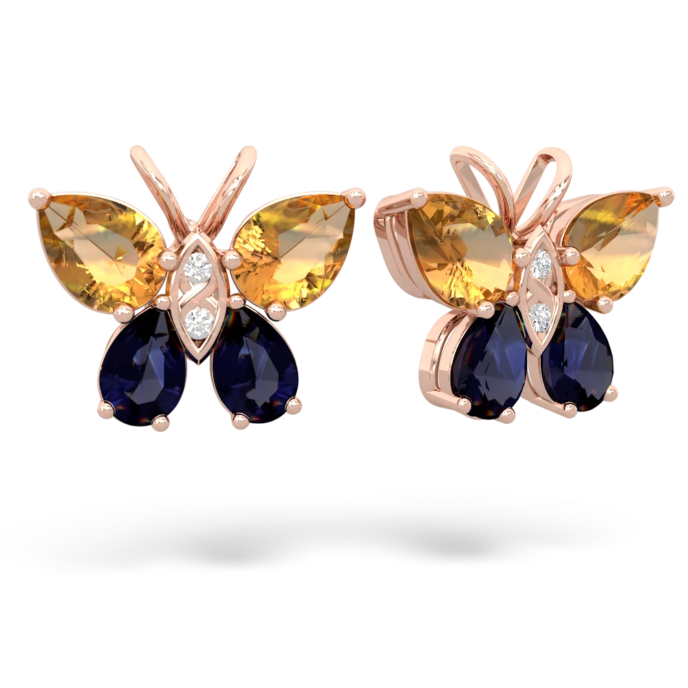 Citrine Butterfly 14K Rose Gold earrings E2215