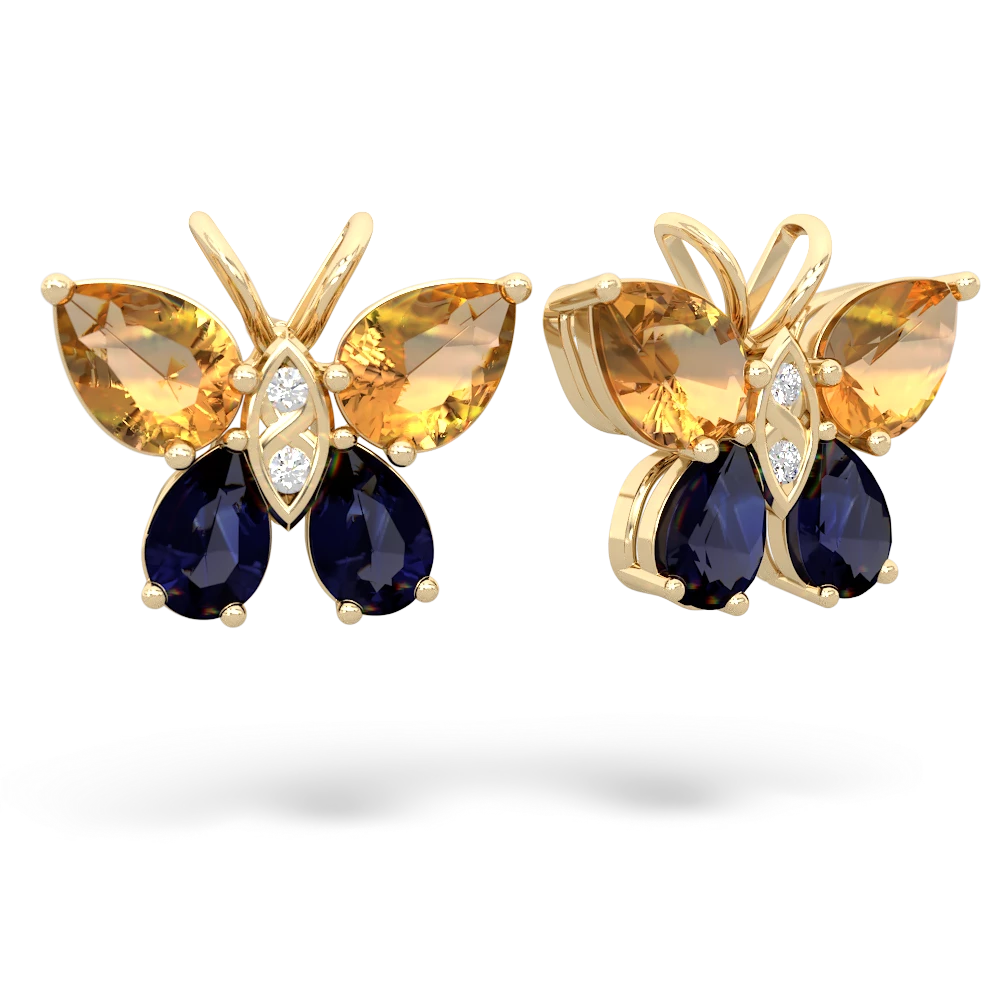 Citrine Butterfly 14K Yellow Gold earrings E2215