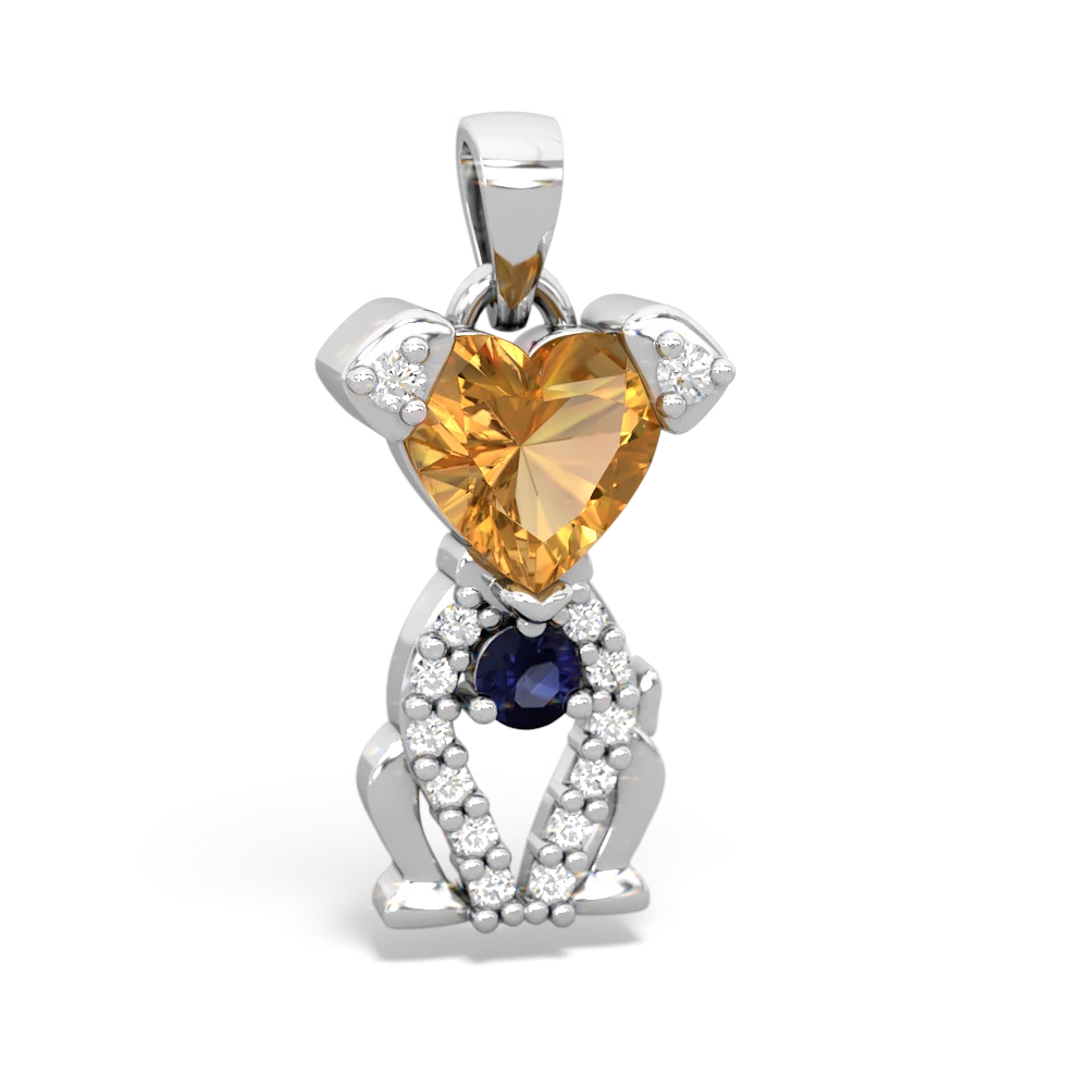 Citrine Puppy Love 14K White Gold pendant P5800