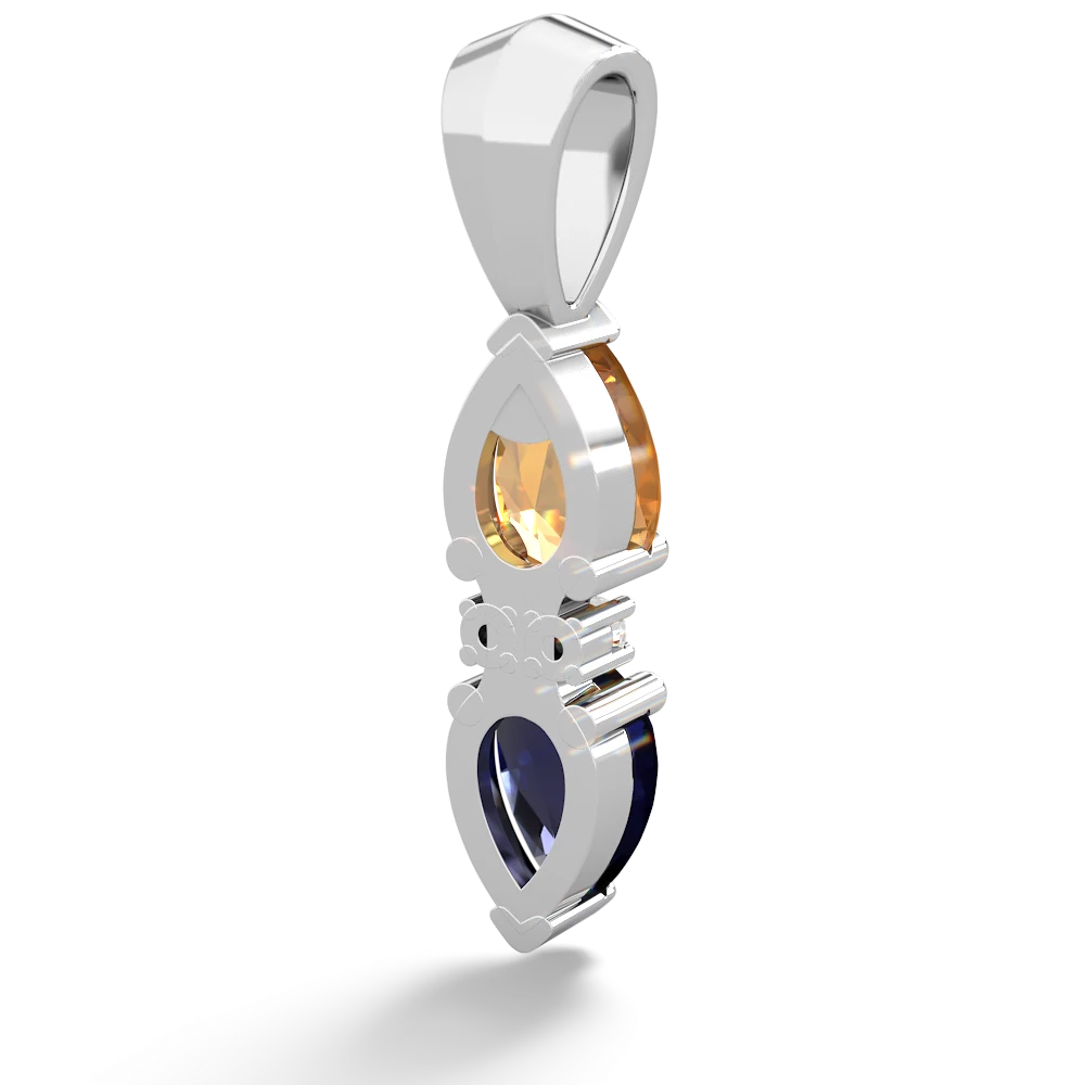 Citrine Bowtie Drop 14K White Gold pendant P0865