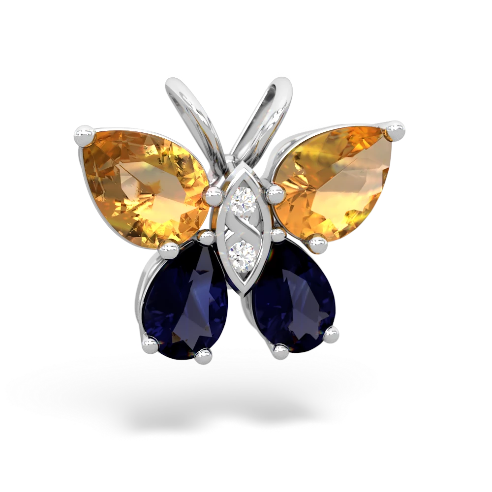 Citrine Butterfly 14K White Gold pendant P2215