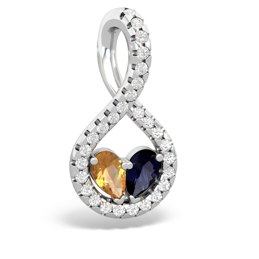 Citrine Pave Twist 'One Heart' 14K White Gold pendant P5360