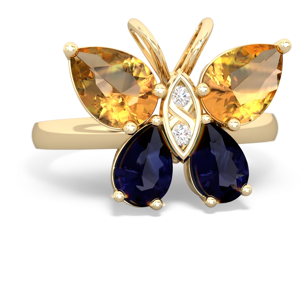 Citrine Butterfly 14K Yellow Gold ring R2215