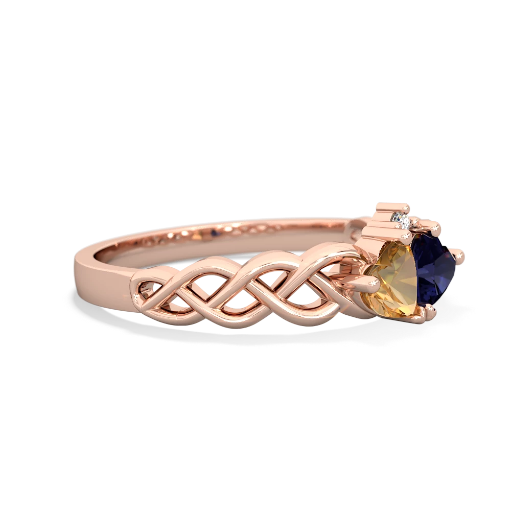 Citrine Heart To Heart Braid 14K Rose Gold ring R5870