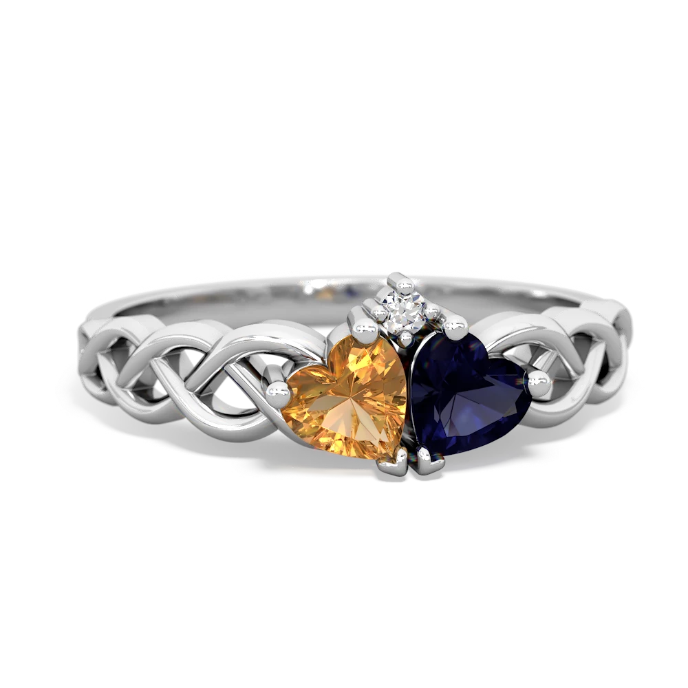 Citrine Heart To Heart Braid 14K White Gold ring R5870