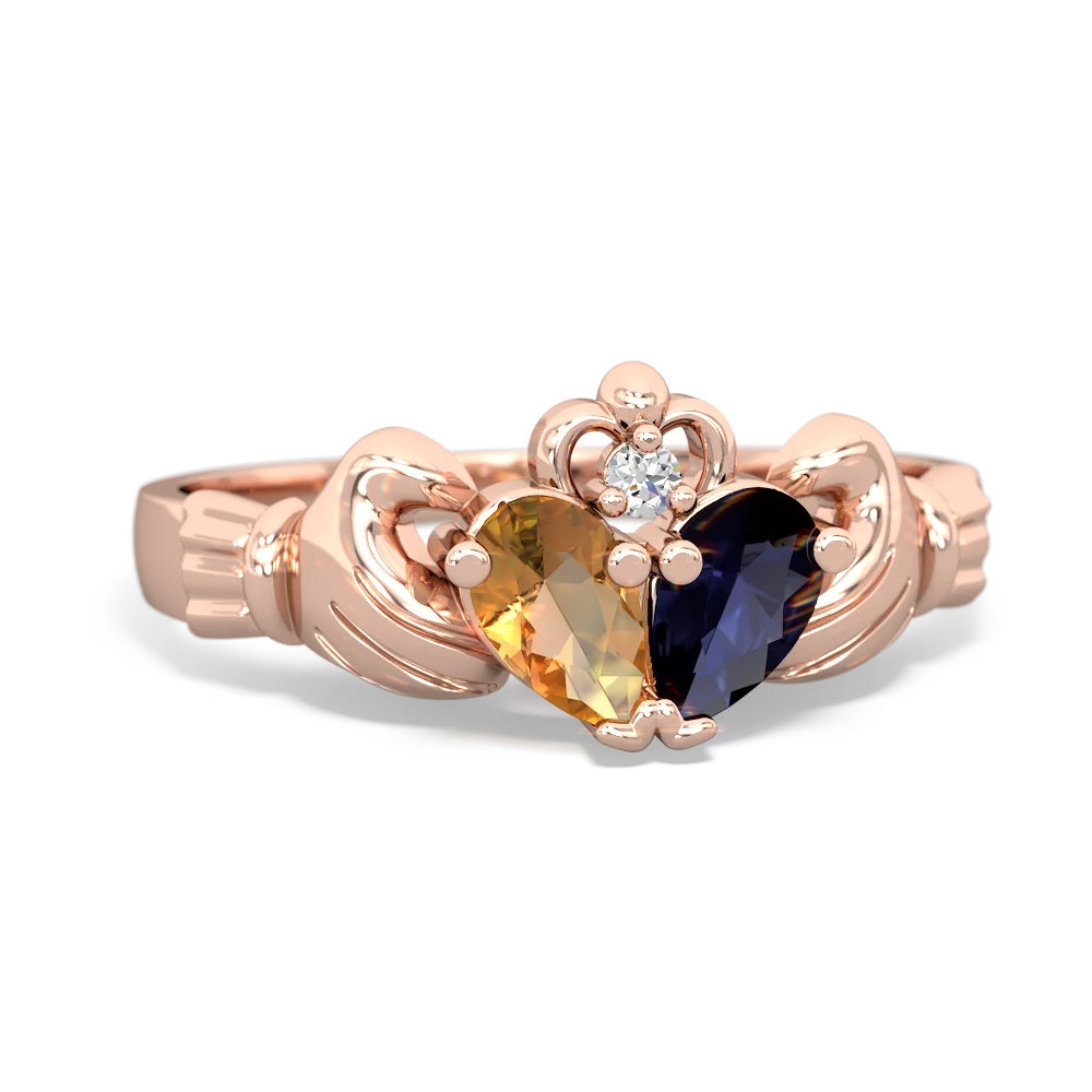 Citrine 'Our Heart' Claddagh 14K Rose Gold ring R2388