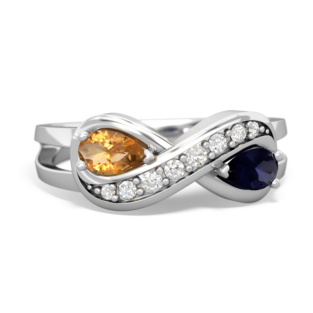 Citrine Diamond Infinity 14K White Gold ring R5390