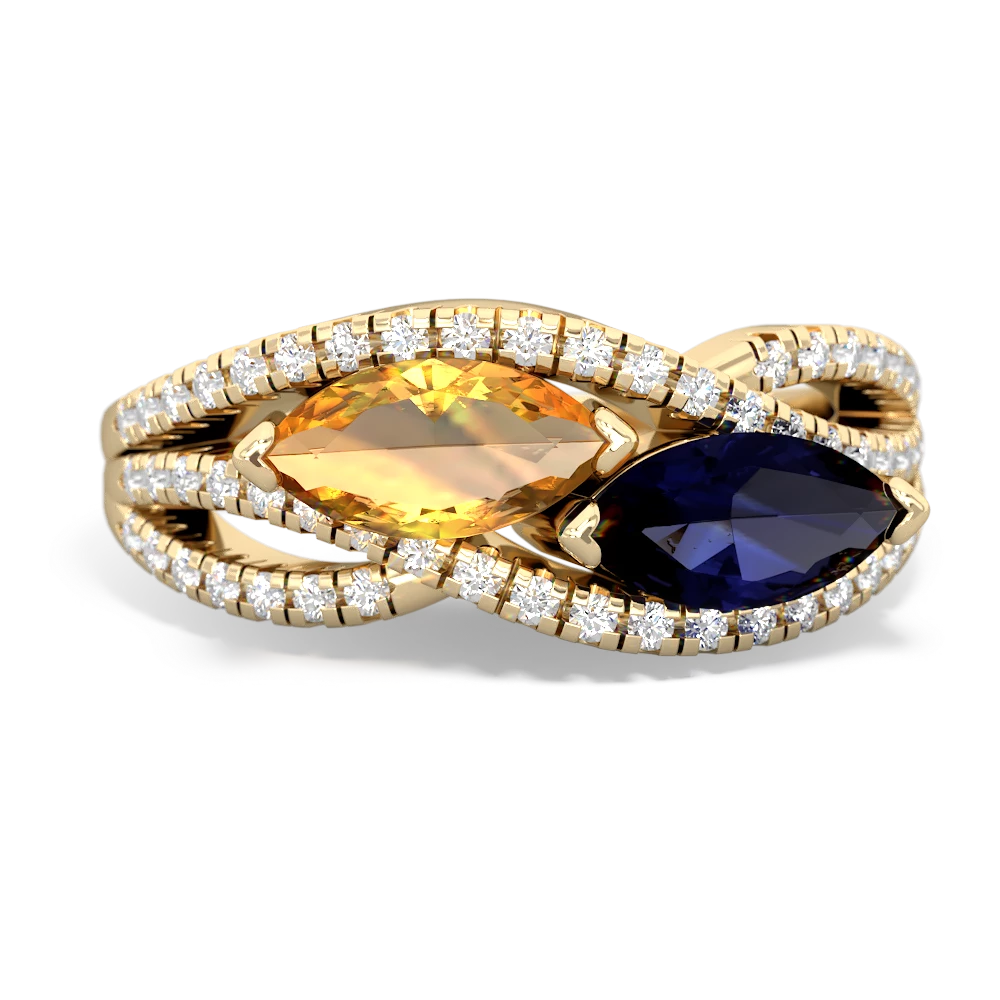 Citrine Diamond Rivers 14K Yellow Gold ring R3070