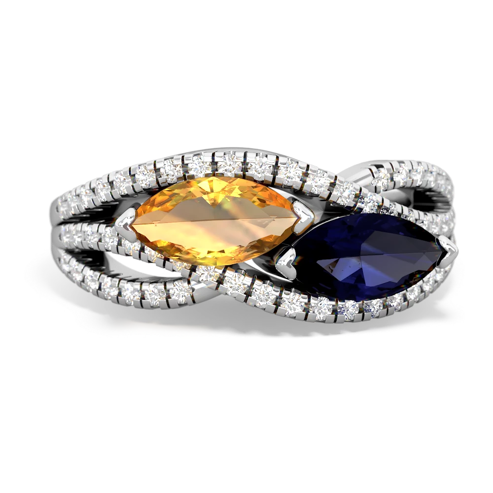 Citrine Diamond Rivers 14K White Gold ring R3070