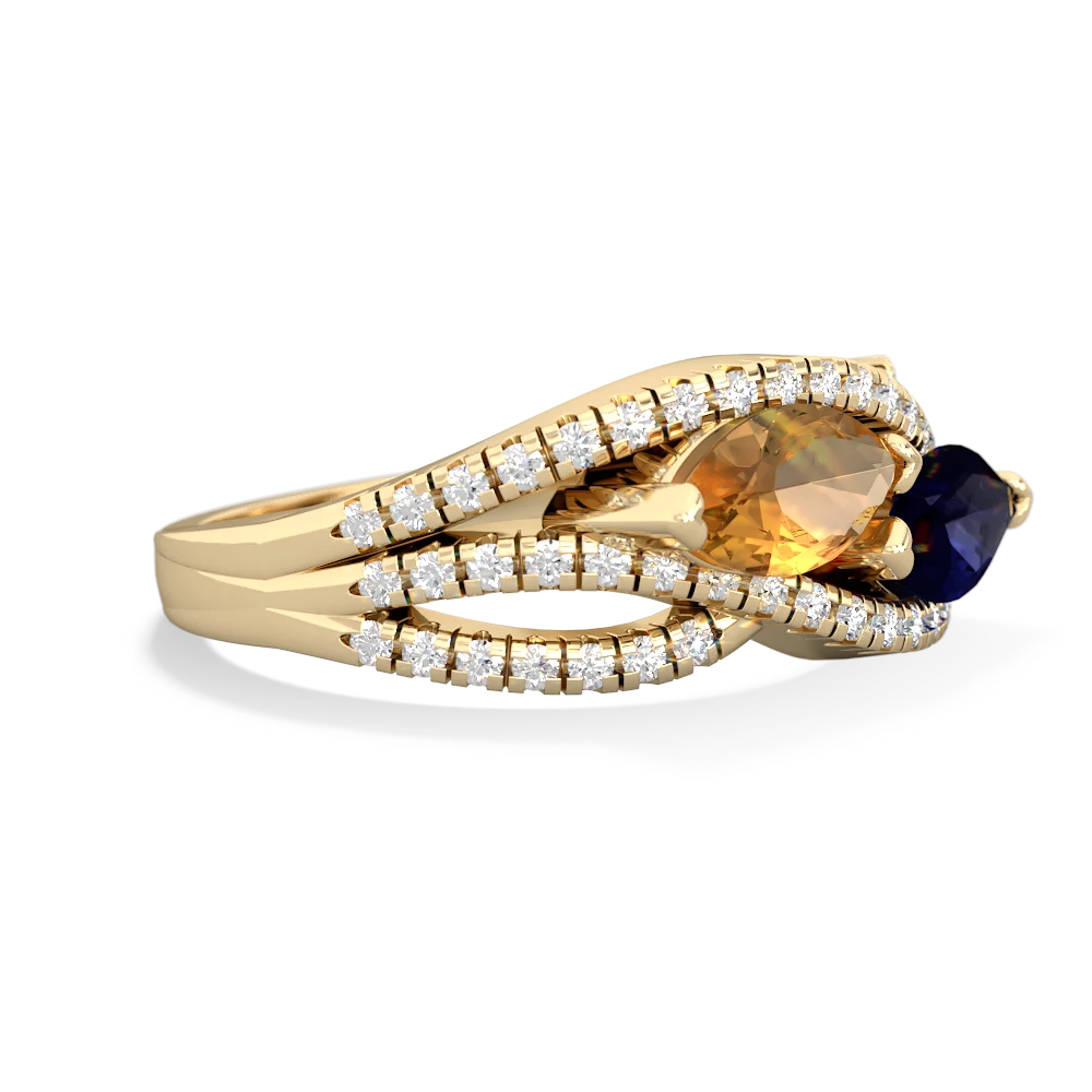 Citrine Diamond Rivers 14K Yellow Gold ring R3070