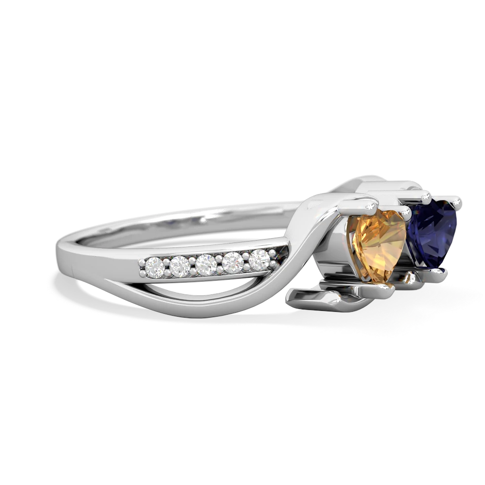 Citrine Side By Side 14K White Gold ring R3090