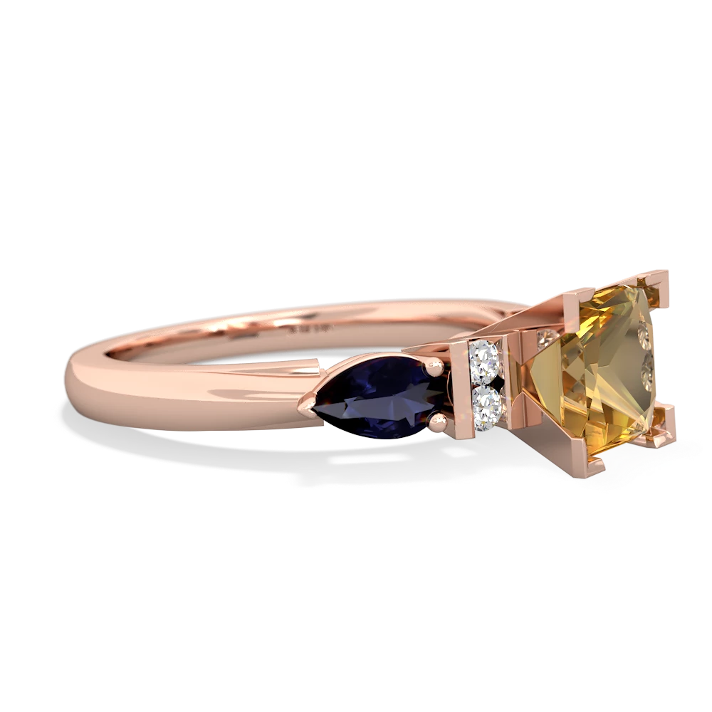 Citrine 6Mm Princess Eternal Embrace Engagement 14K Rose Gold ring C2002