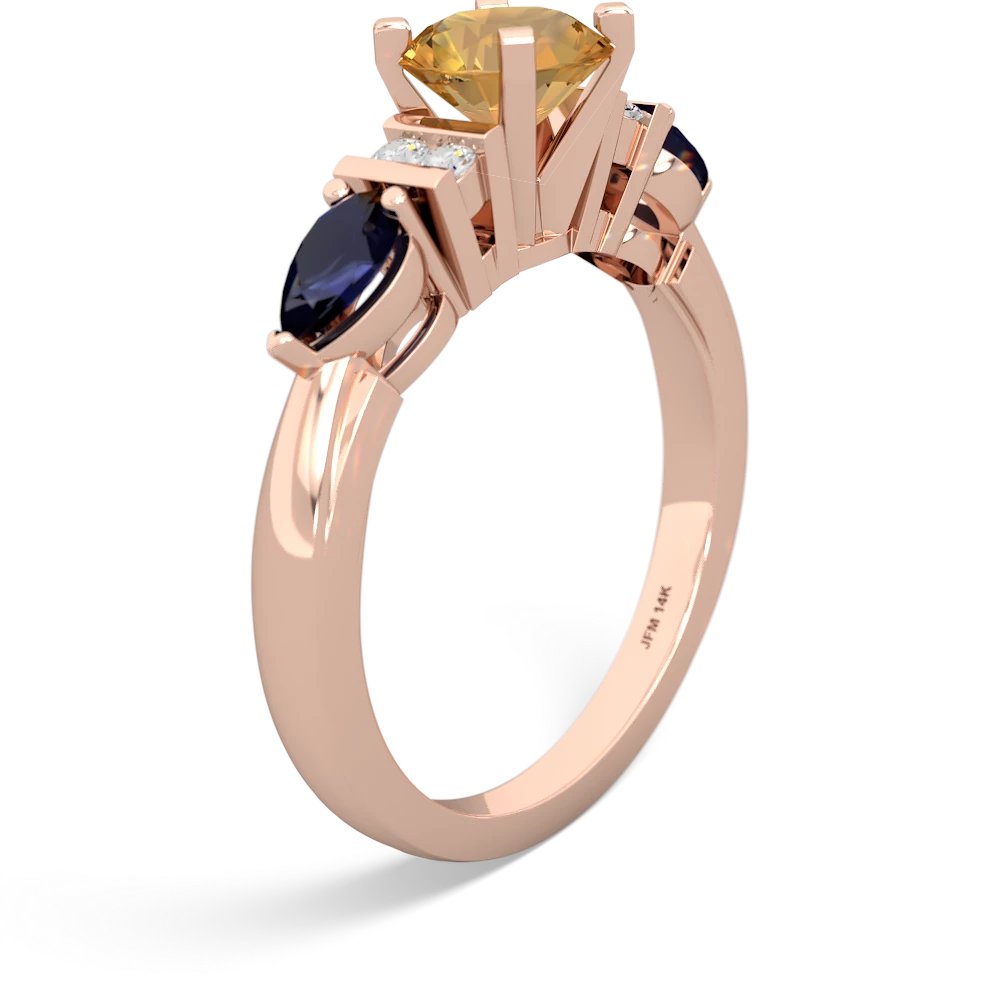 Citrine 6Mm Round Eternal Embrace Engagement 14K Rose Gold ring R2005