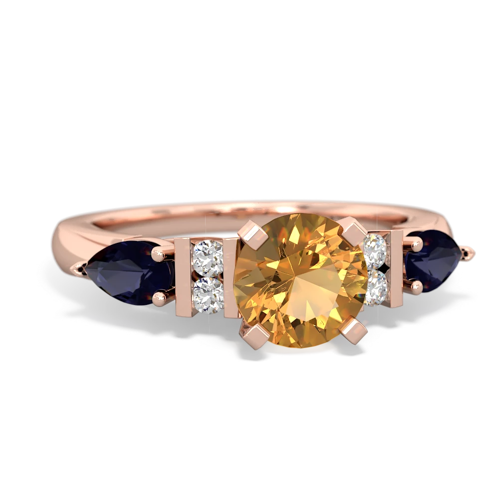 Citrine 6Mm Round Eternal Embrace Engagement 14K Rose Gold ring R2005