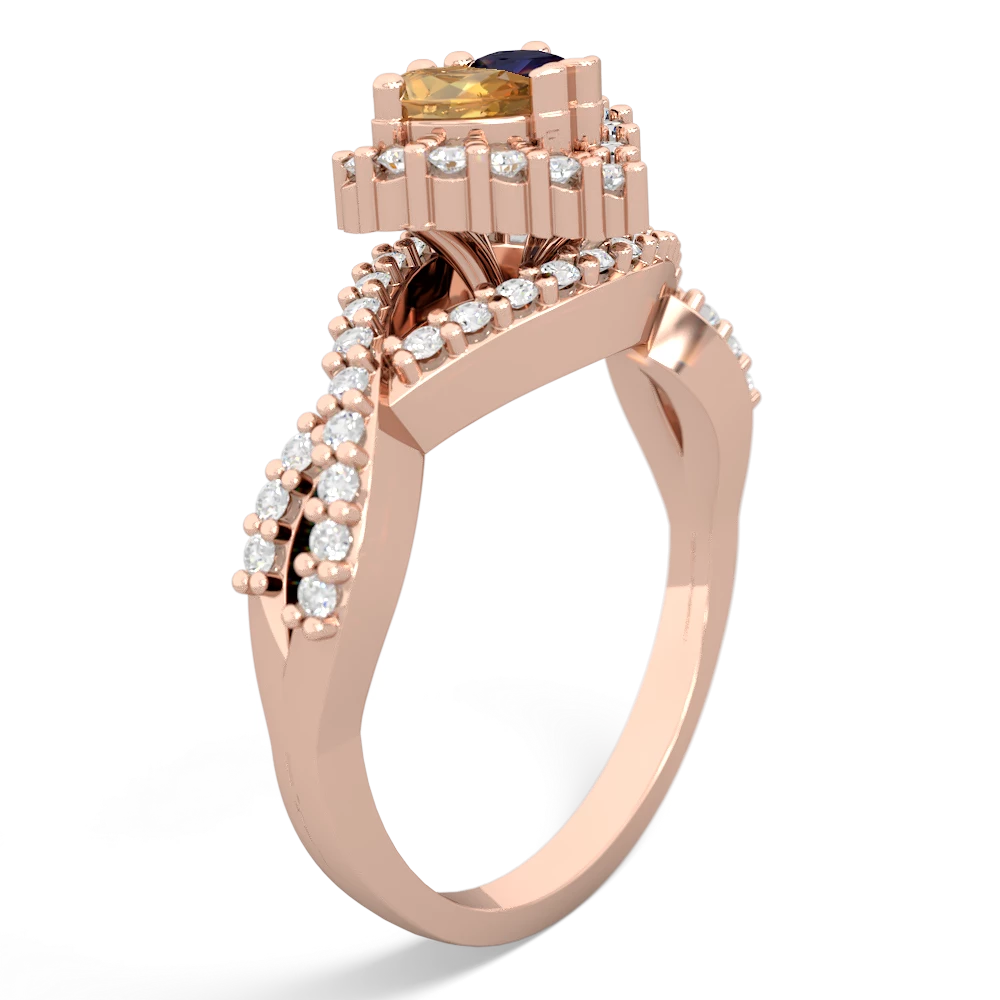 Citrine Diamond Twist 'One Heart' 14K Rose Gold ring R2640HRT