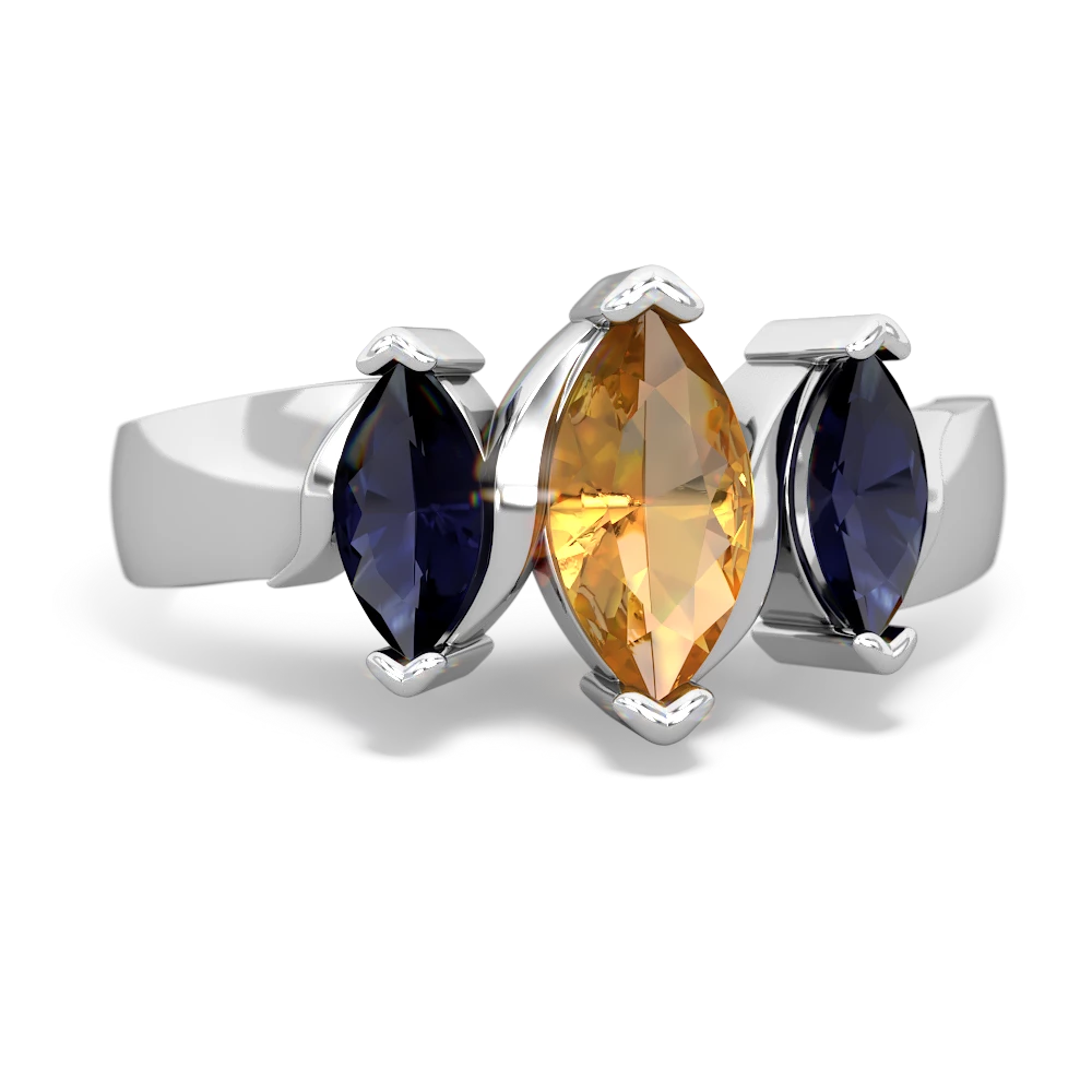 Citrine Three Peeks 14K White Gold ring R2433