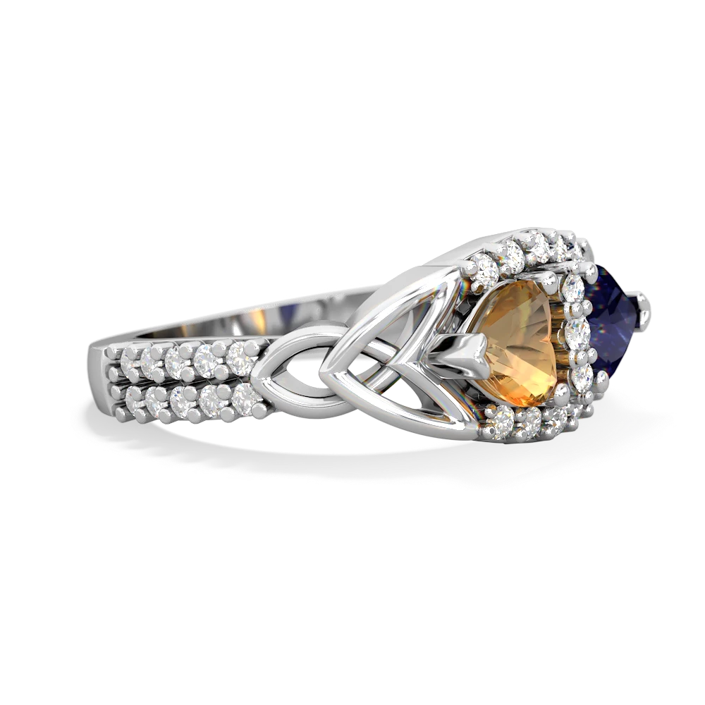 Citrine Sparkling Celtic Knot 14K White Gold ring R2645