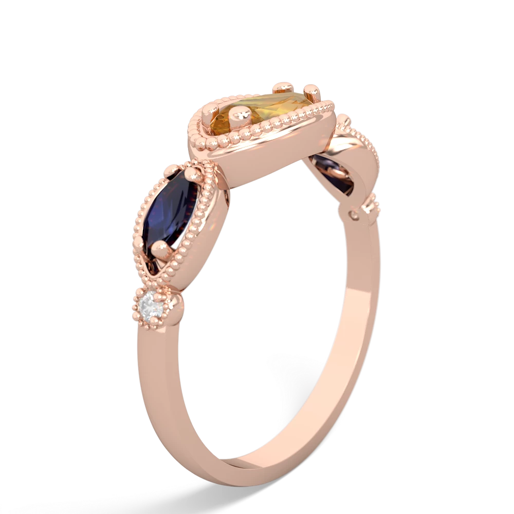 Citrine Milgrain Marquise 14K Rose Gold ring R5700