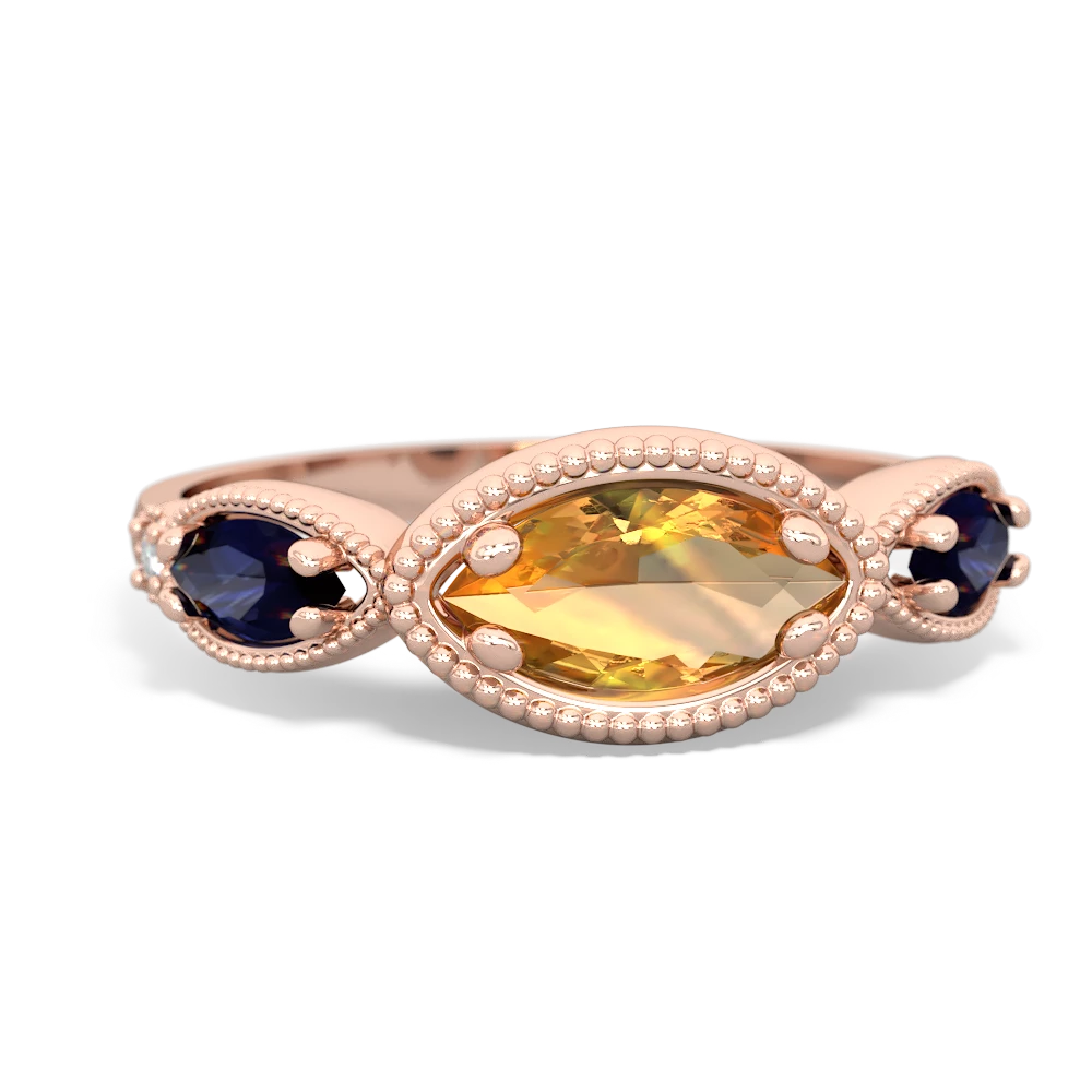 Citrine Milgrain Marquise 14K Rose Gold ring R5700