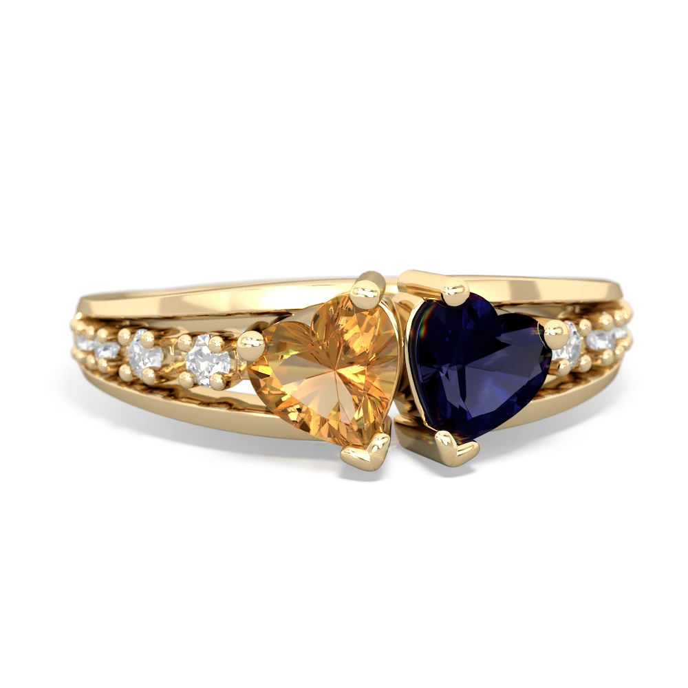 Citrine Heart To Heart 14K Yellow Gold ring R3342