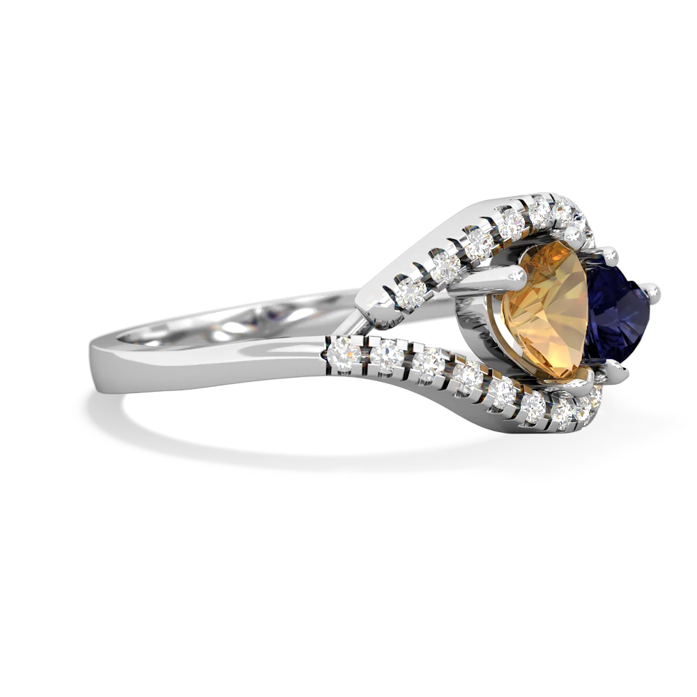 Citrine Mother And Child 14K White Gold ring R3010