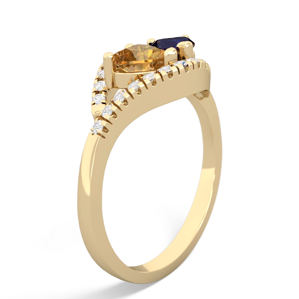 Citrine Mother And Child 14K Yellow Gold ring R3010