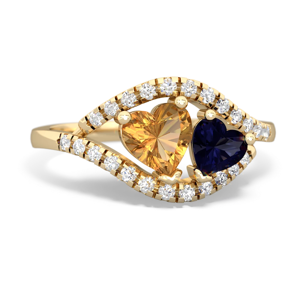 Citrine Mother And Child 14K Yellow Gold ring R3010