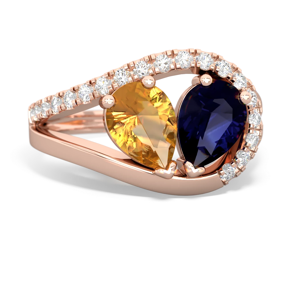 Citrine Nestled Heart Keepsake 14K Rose Gold ring R5650