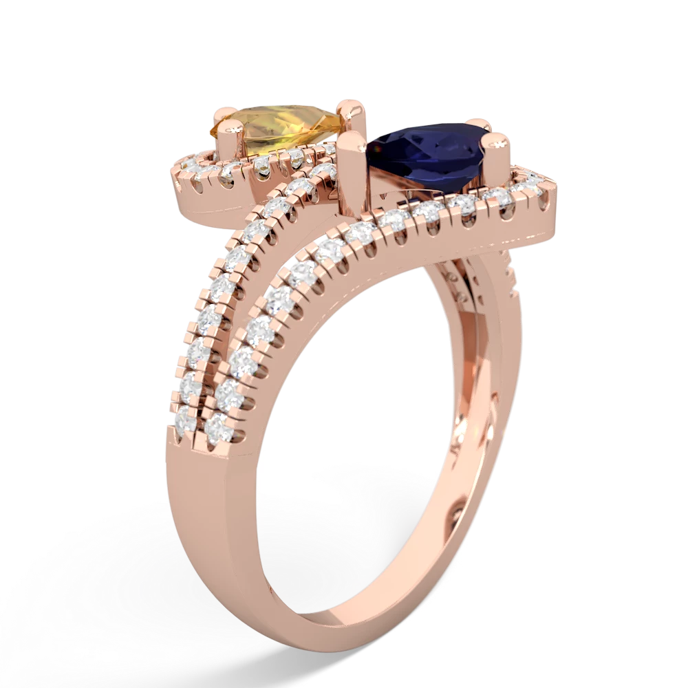 Citrine Diamond Dazzler 14K Rose Gold ring R3000