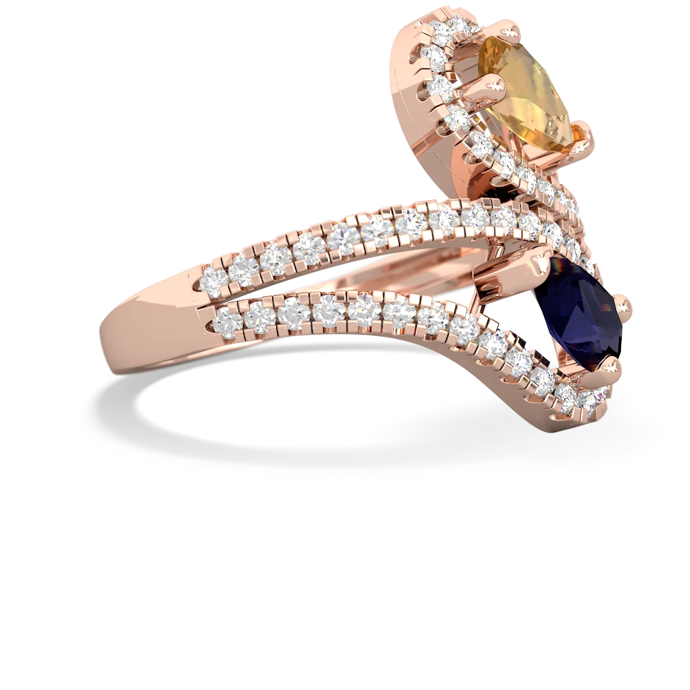 Citrine Diamond Dazzler 14K Rose Gold ring R3000