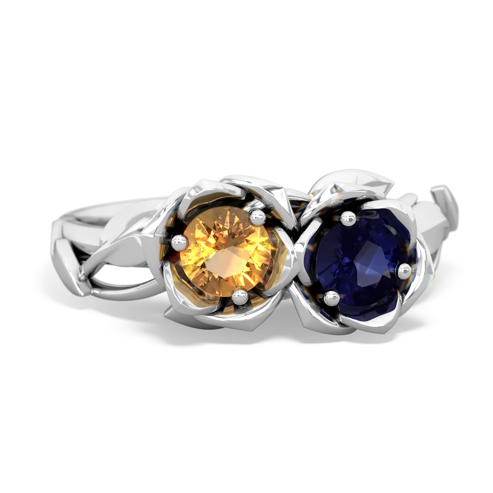 Citrine Rose Garden 14K White Gold ring R5510