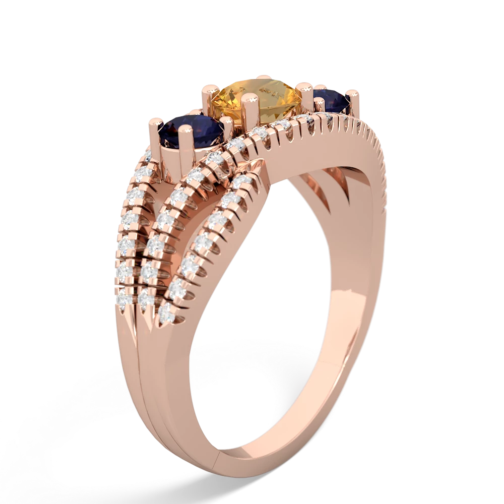 Citrine Three Stone Aurora 14K Rose Gold ring R3080