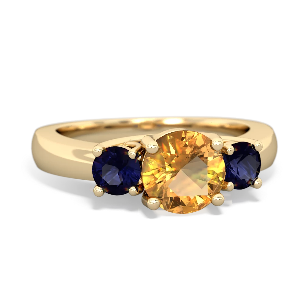 Citrine Three Stone Round Trellis 14K Yellow Gold ring R4018