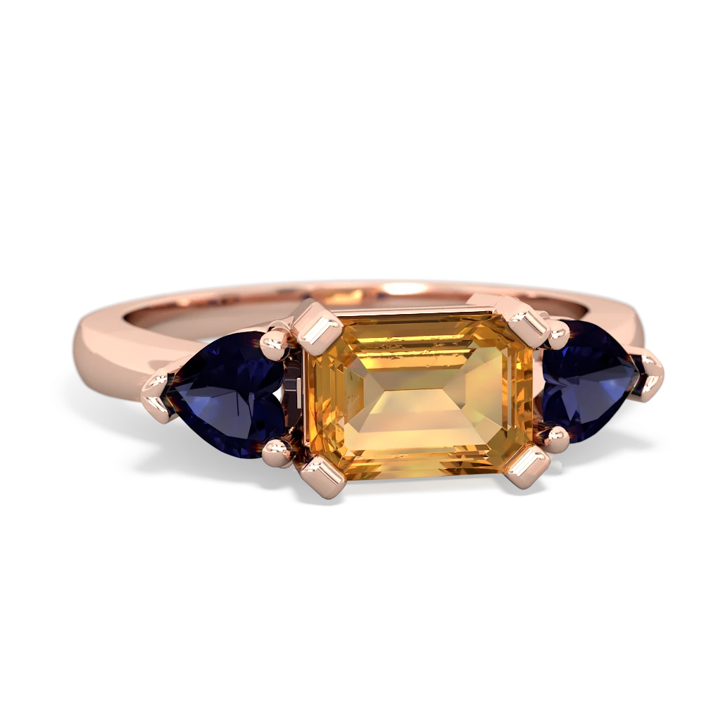 Citrine Three Stone 14K Rose Gold ring R5235