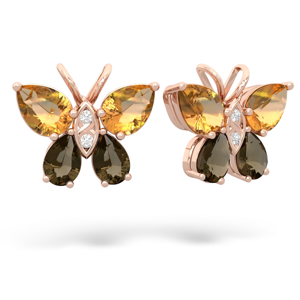 Citrine Butterfly 14K Rose Gold earrings E2215