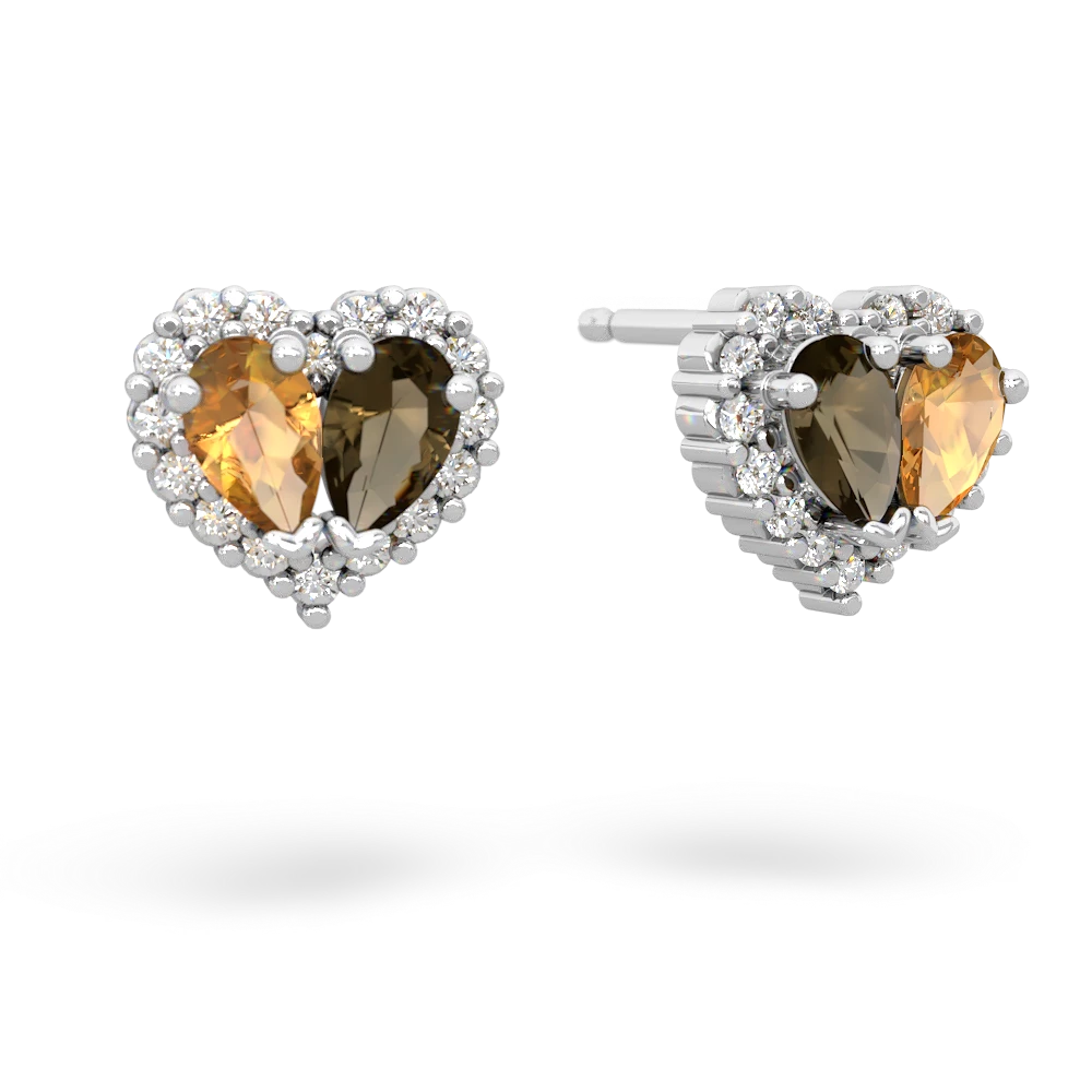 Citrine Halo 14K White Gold earrings E7008