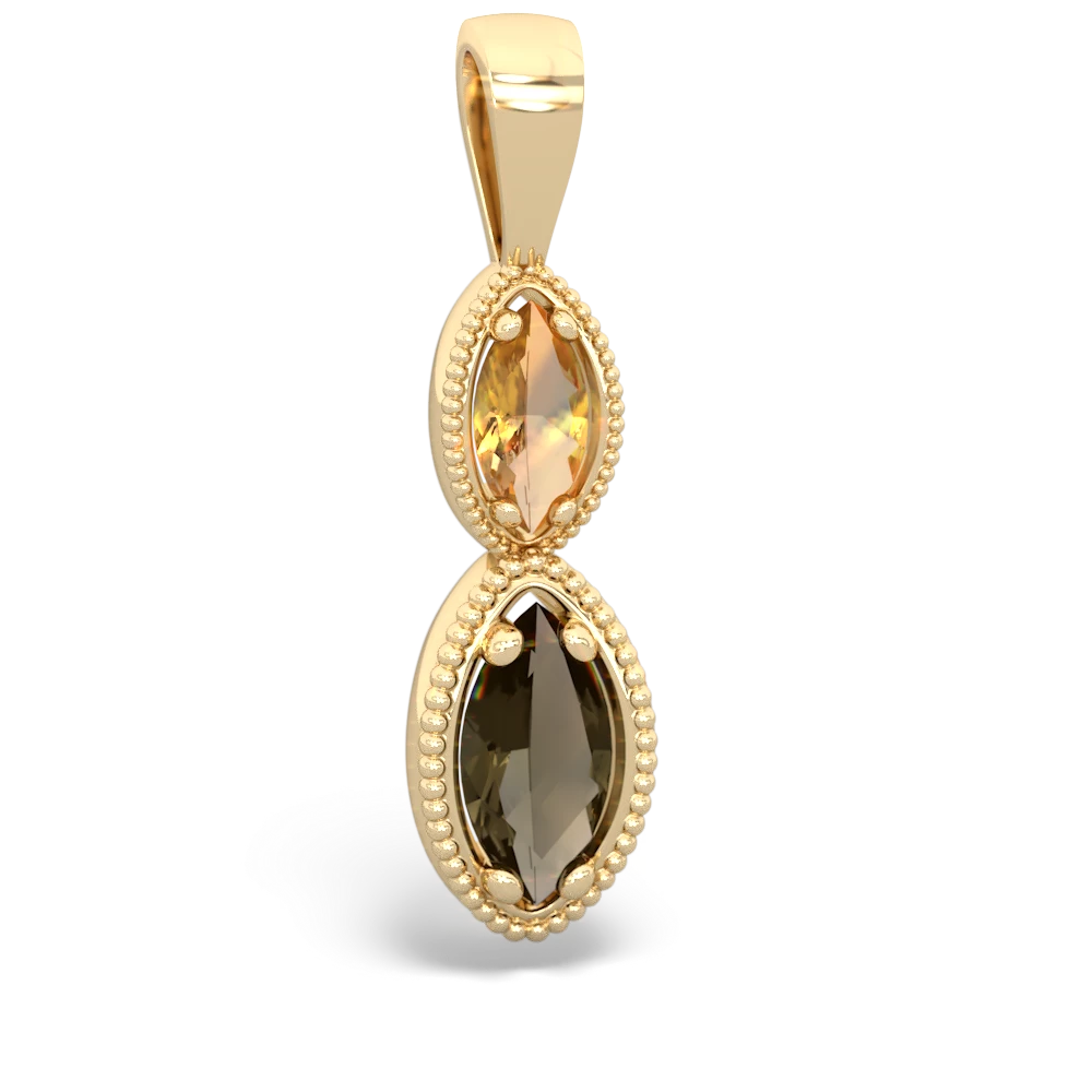 Citrine Antique-Style Halo 14K Yellow Gold pendant P5700