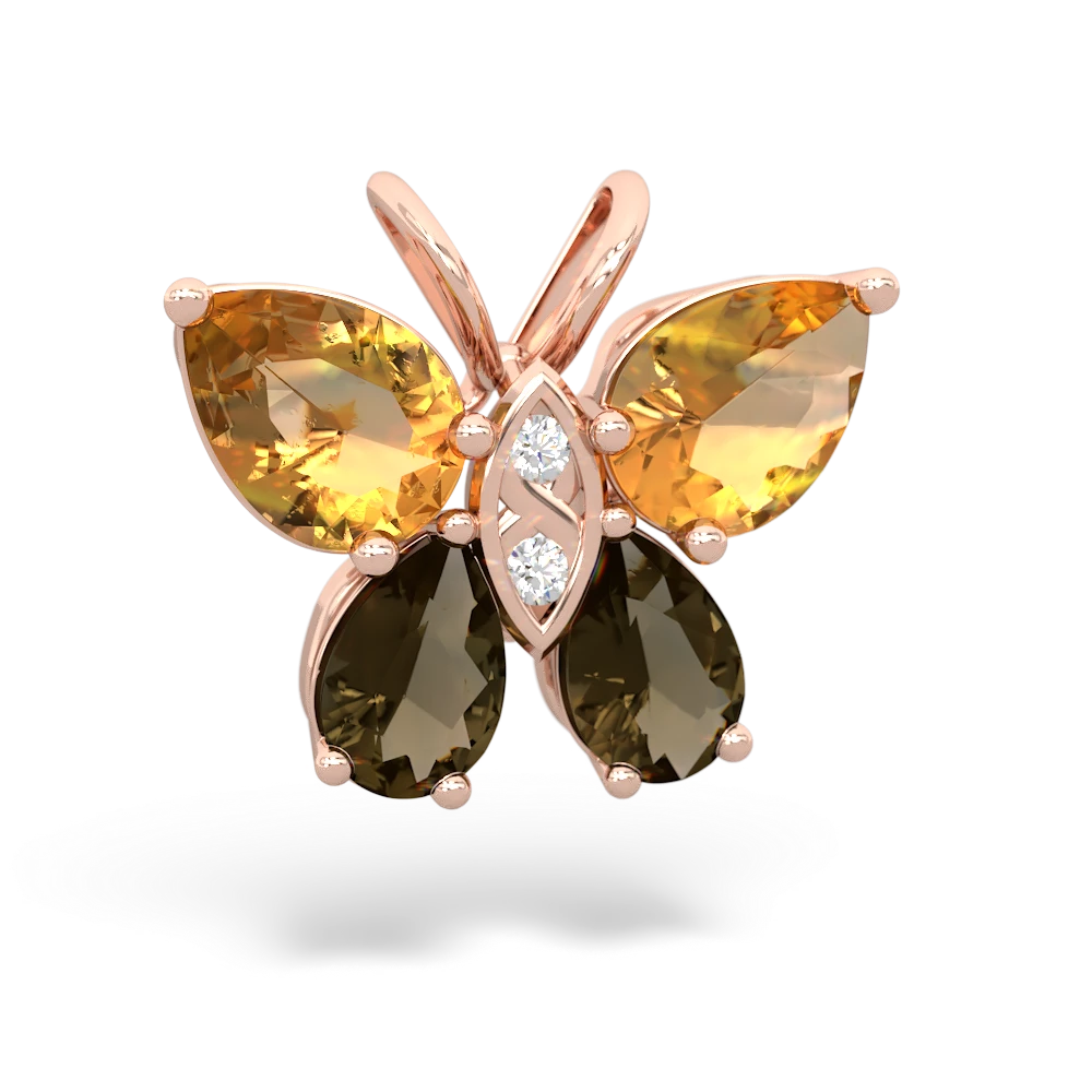 Citrine Butterfly 14K Rose Gold pendant P2215