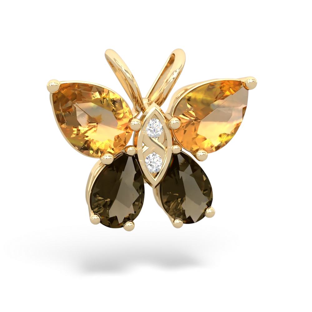 Citrine Butterfly 14K Yellow Gold pendant P2215