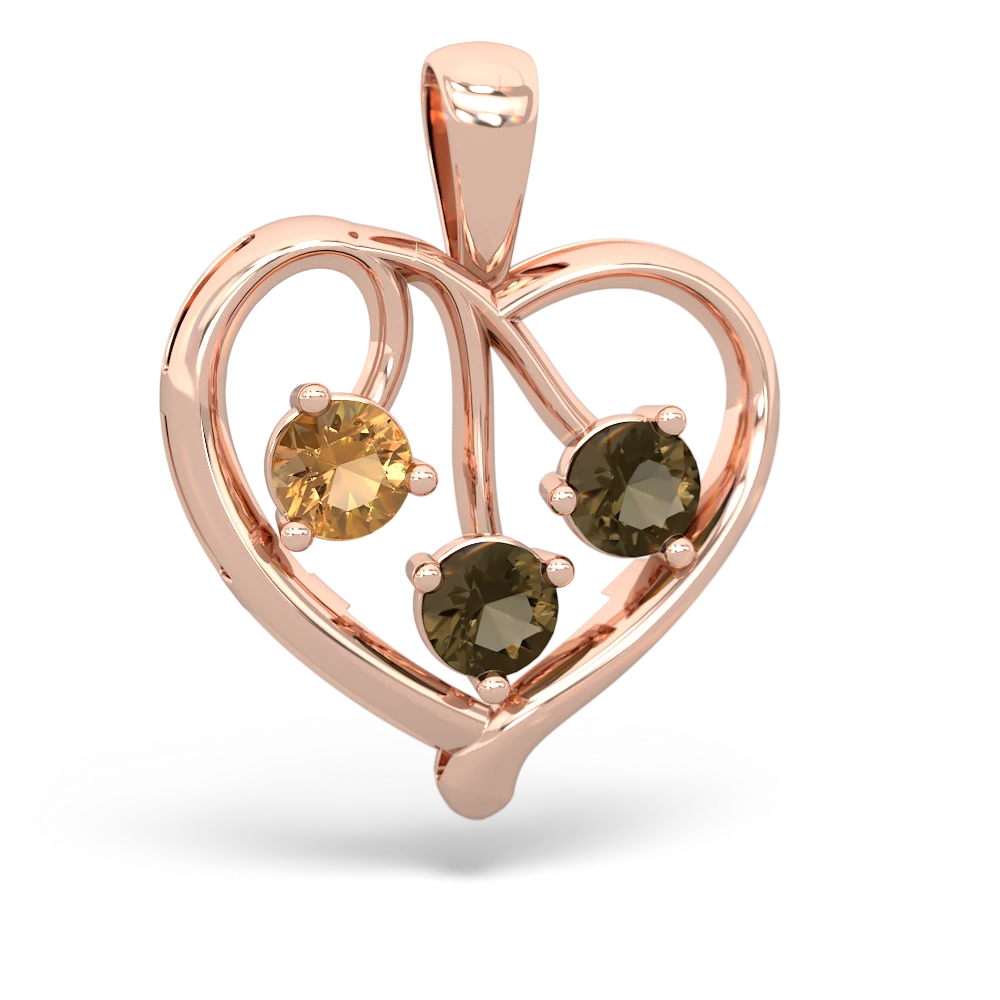 Citrine Glowing Heart 14K Rose Gold pendant P2233