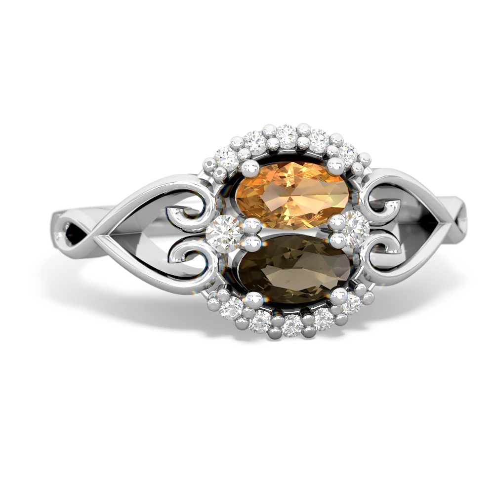 Citrine Love Nest 14K White Gold ring R5860