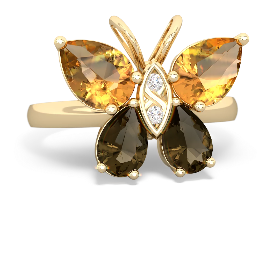 Citrine Butterfly 14K Yellow Gold ring R2215