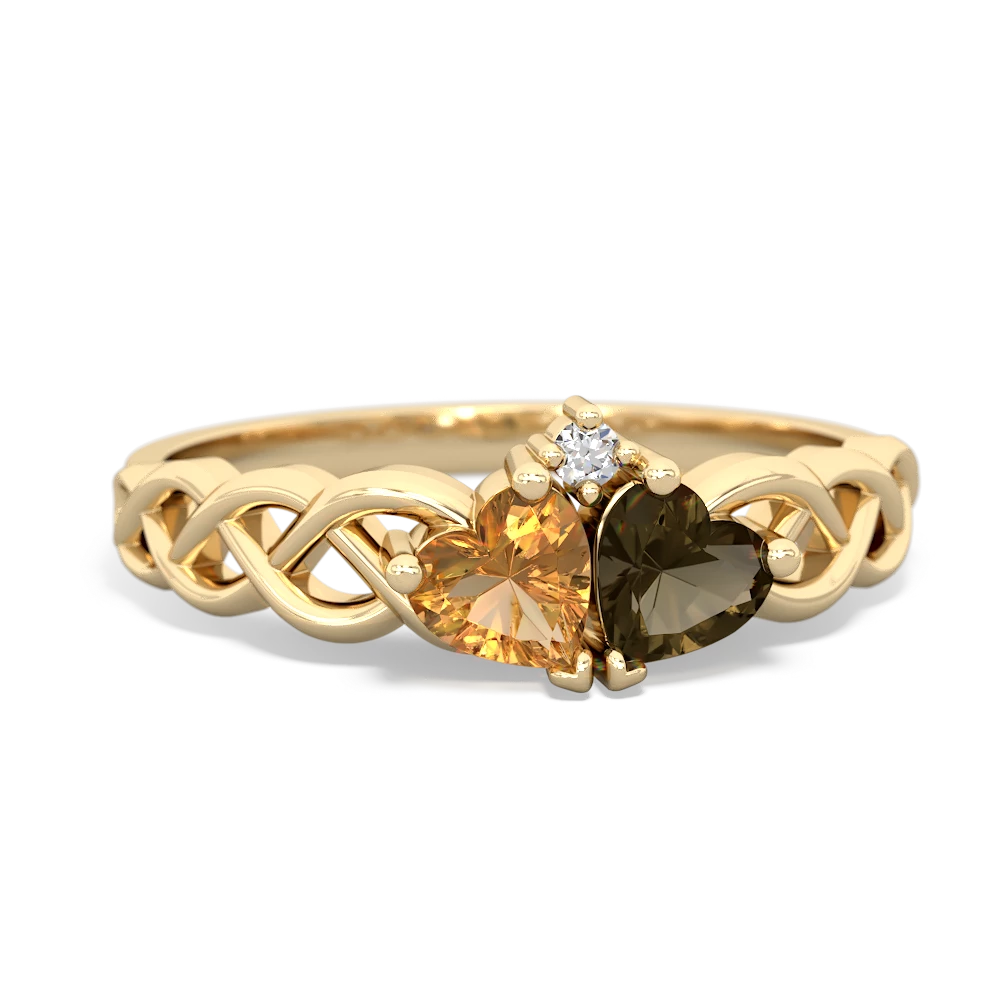 Citrine Heart To Heart Braid 14K Yellow Gold ring R5870