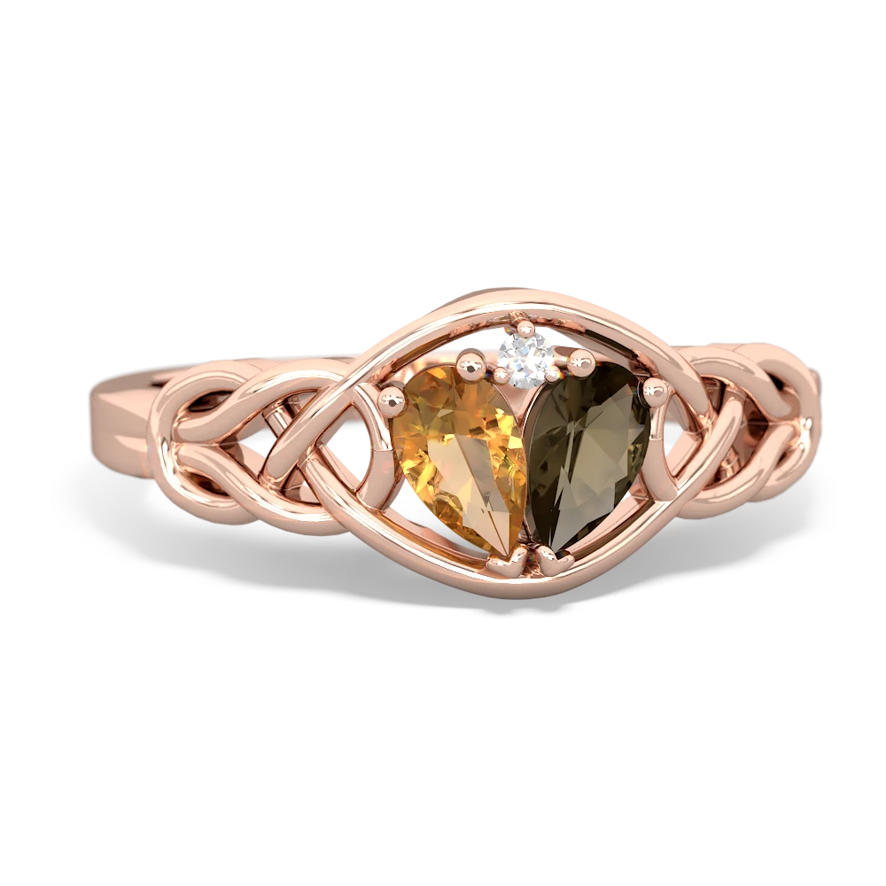 Citrine Celtic Love Knot 14K Rose Gold ring R5420