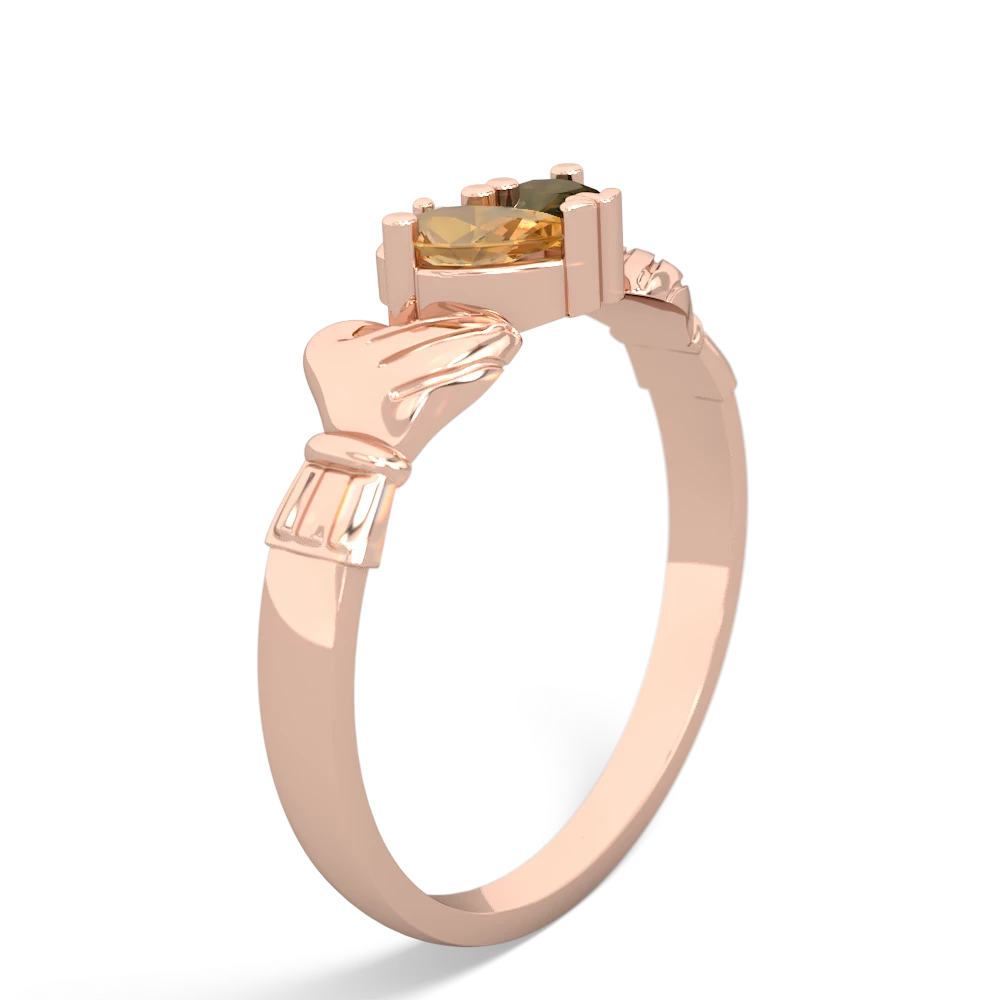 Citrine 'Our Heart' Claddagh 14K Rose Gold ring R2388