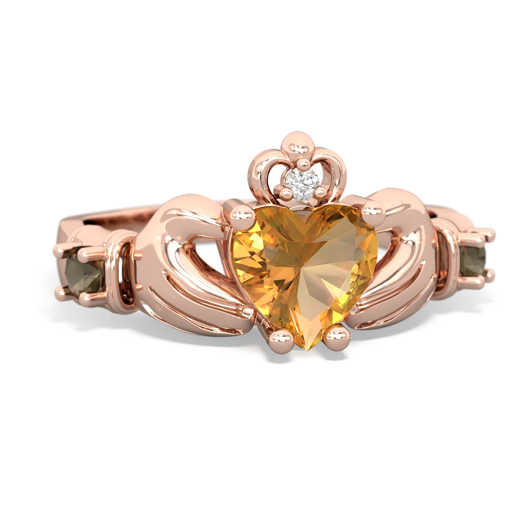 Citrine Claddagh Keepsake 14K Rose Gold ring R5245