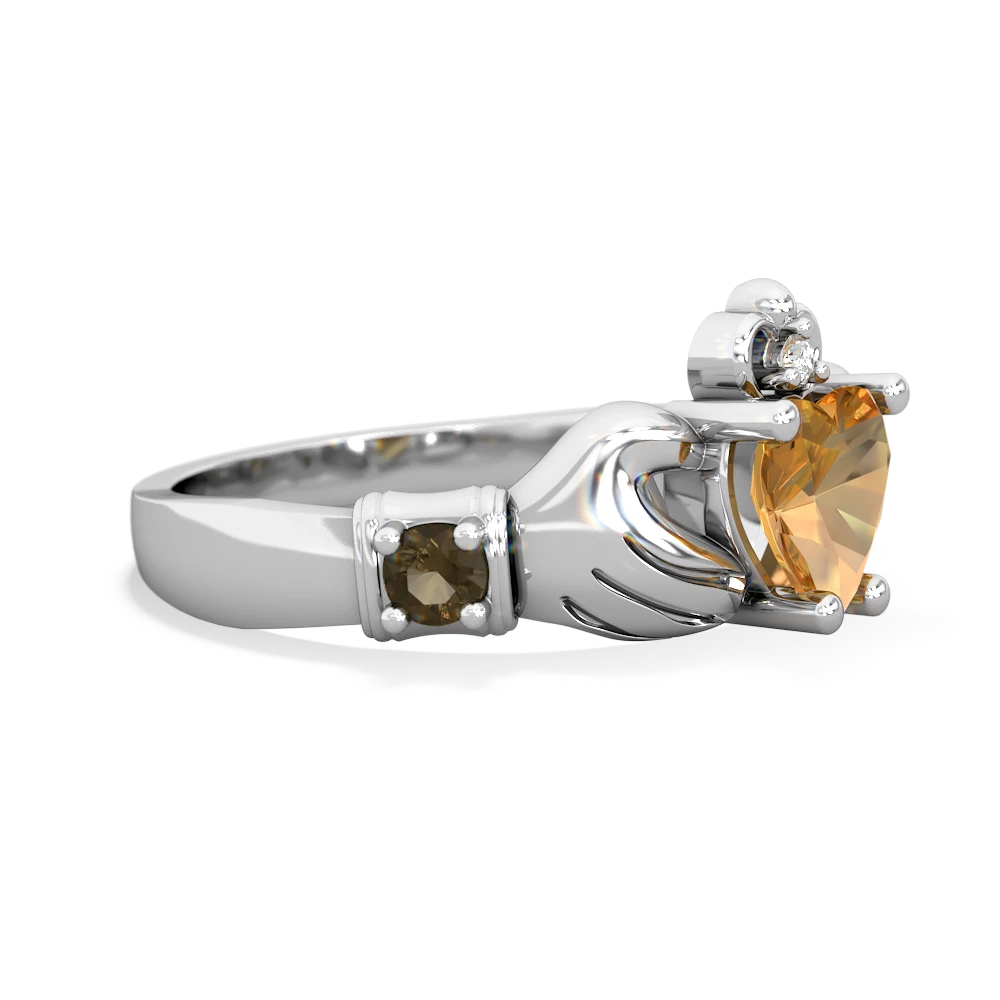 Citrine Claddagh Keepsake 14K White Gold ring R5245